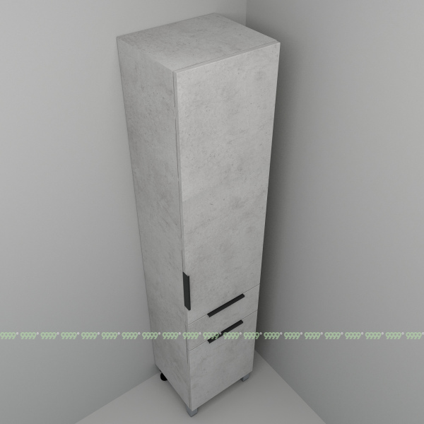 Шкаф-пенал Дана Каскад 45 напольный с корзиной (бетон чикаго светло-серый) правый