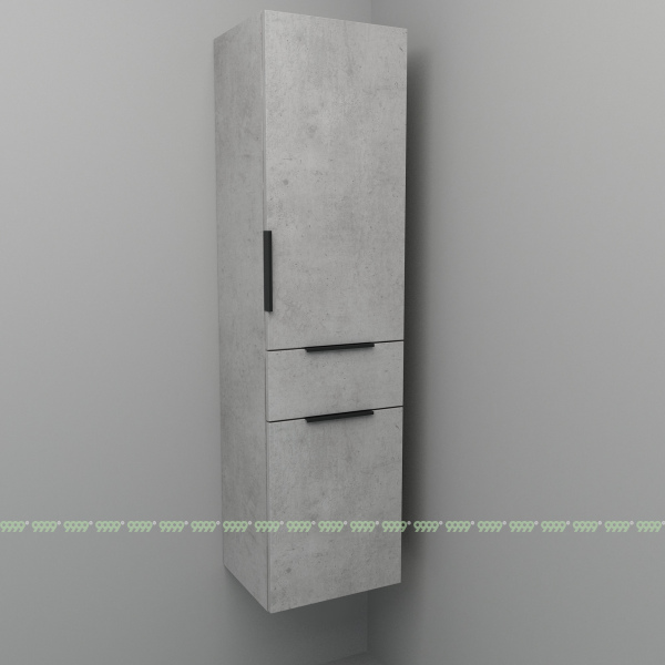 Шкаф-пенал Дана Каскад 30 подвесной с корзиной (бетон чикаго светло-серый) правый