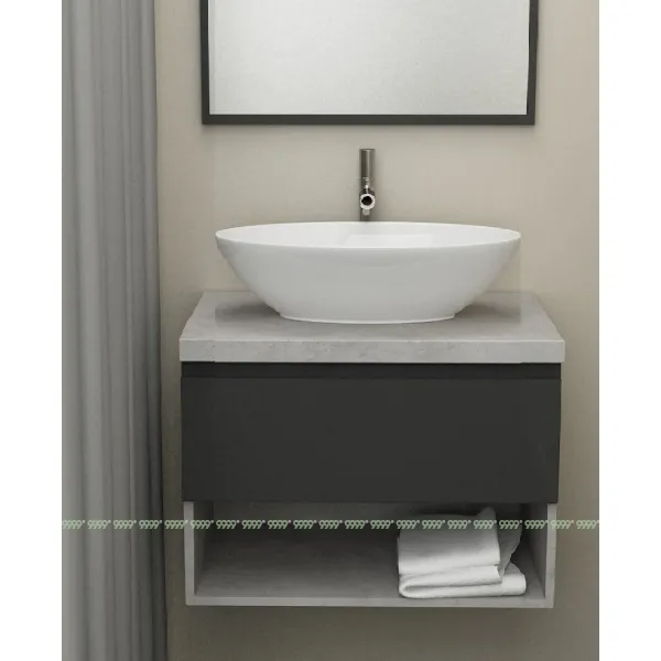 Тумба Дана Оптима 40 подвесная (цвет бетон чикаго светло-серый/черный)