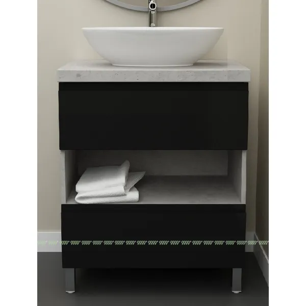 Тумба Дана Оптима 40 напольная (цвет бетон чикаго светло-серый/черный)