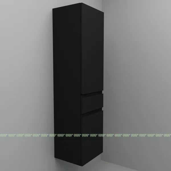 Шкаф-пенал Дана Лидер 30 П подвесной с корзиной (черный) левый