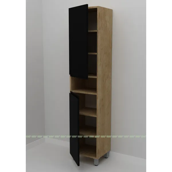 Шкаф-пенал Дана Оптима 30 Н напольный с полками (дуб небраска/черный) левый