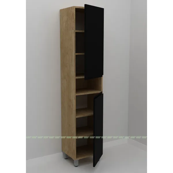 Шкаф-пенал Дана Оптима 45 Н напольный с полками (дуб небраска/черный) правый