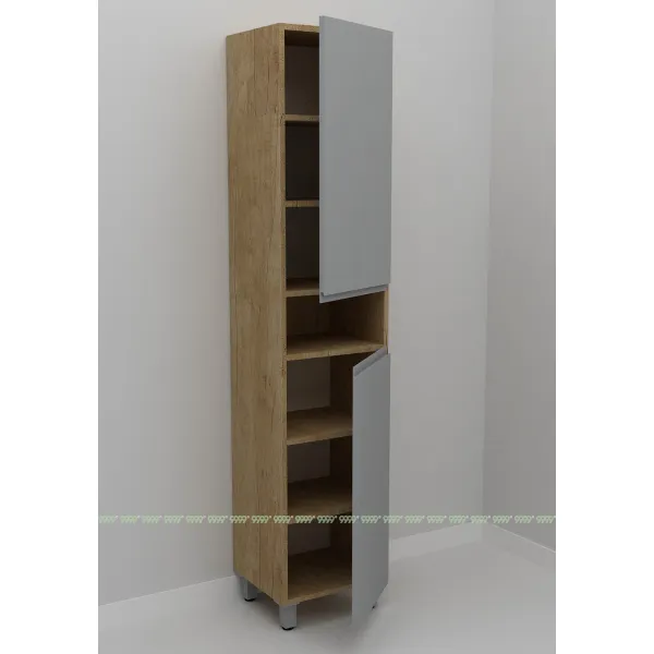 Шкаф-пенал Дана Оптима 45 Н напольный с полками (дуб небраска/оникс серый) правый