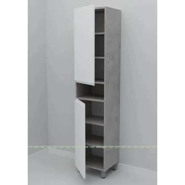 Шкаф-пенал Дана Оптима 35 Н напольный с полками (бетон чикаго/белый) левый