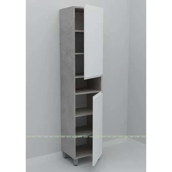 Шкаф-пенал Дана Оптима 45 Н напольный с полками (бетон чикаго/белый) правый