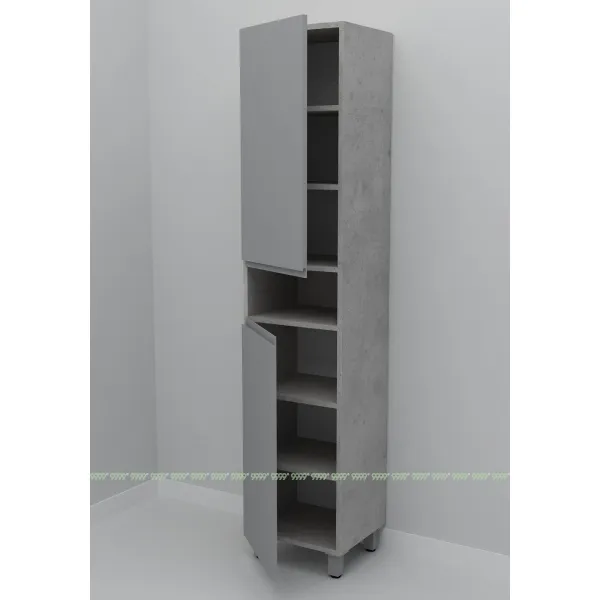 Шкаф-пенал Дана Оптима 30 Н напольный с полками (бетон чикаго/оникс серый) левый