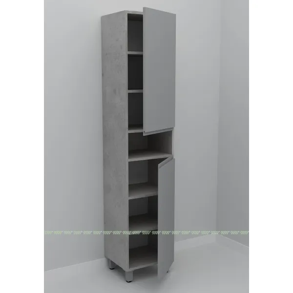 Шкаф-пенал Дана Оптима 45 Н напольный с полками (бетон чикаго/оникс серый) правый