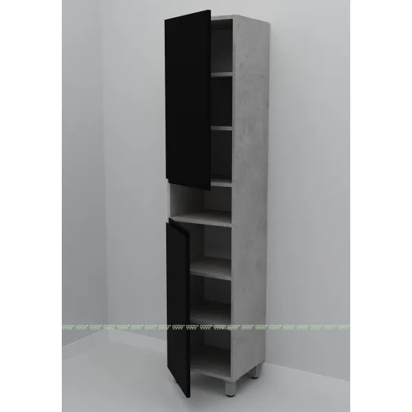 Шкаф-пенал Дана Оптима 30 Н напольный с полками (бетон чикаго/черный) левый