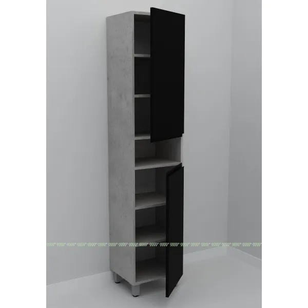 Шкаф-пенал Дана Оптима 40 Н напольный с полками (бетон чикаго/черный) правый