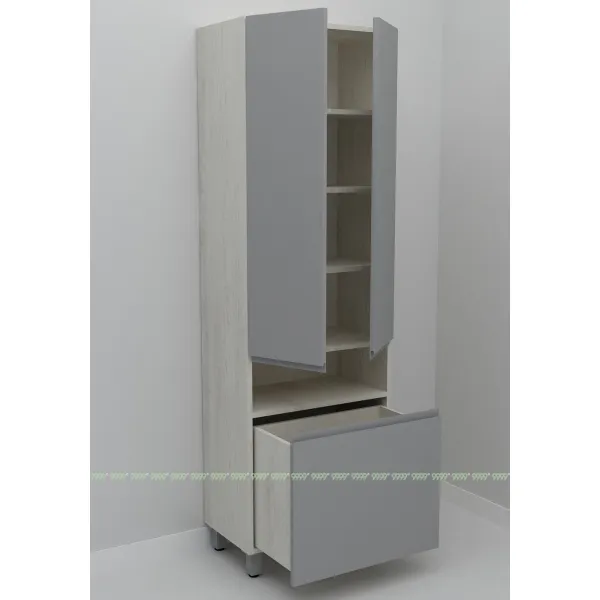 Шкаф-пенал Дана Оптима 50 Н напольный с корзиной (сосна касцина/оникс серый)