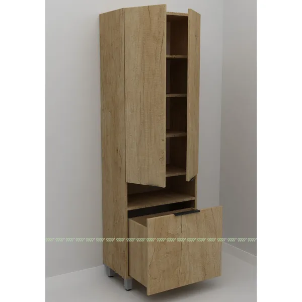 Шкаф-пенал Дана Оптима 50 Н напольный с корзиной (дуб небраска/дуб небраска)