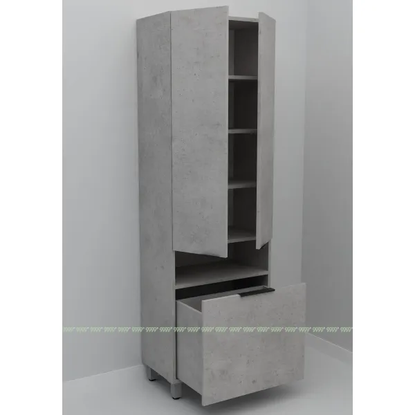 Шкаф-пенал Дана Оптима 50 Н напольный с корзиной (бетон чикаго/бетон чикаго)