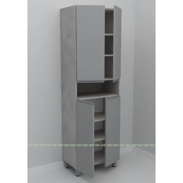 Шкаф-пенал Дана Оптима 60 Н напольный с полками (бетон чикаго/оникс серый)