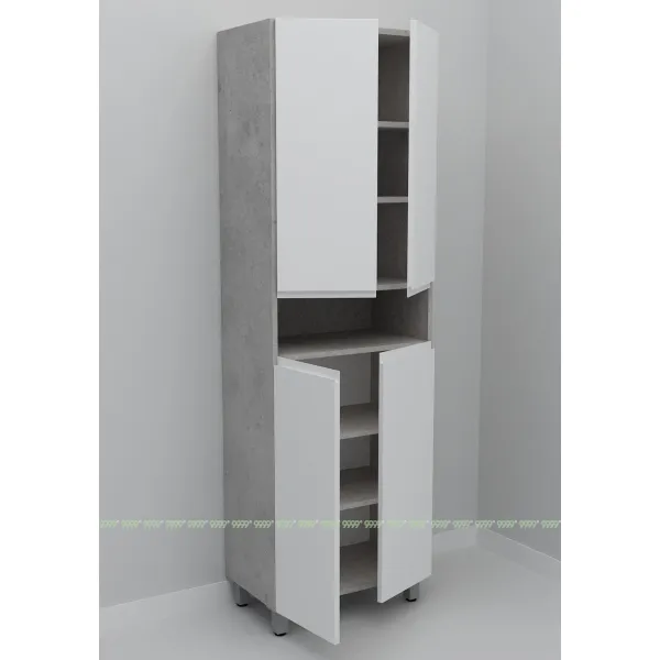 Шкаф-пенал Дана Оптима 50 Н напольный с полками (бетон чикаго/белый)