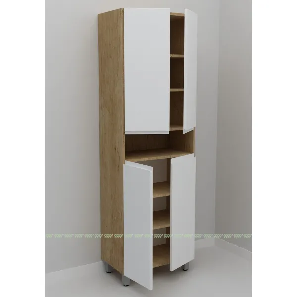 Шкаф-пенал Дана Оптима 60 Н напольный с полками (дуб небраска/белый)