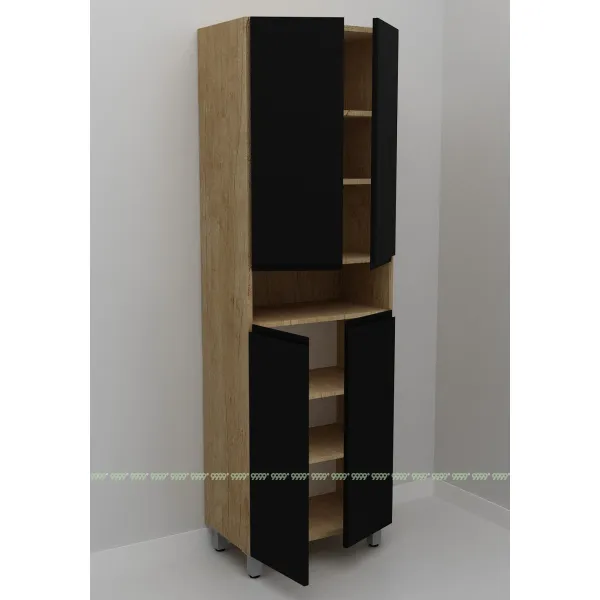 Шкаф-пенал Дана Оптима 60 Н напольный с полками (дуб небраска/черный)