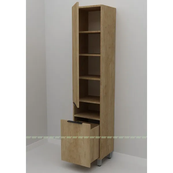 Шкаф-пенал Дана Оптима 30 Н напольный с корзиной (дуб небраска/дуб небраска) левый