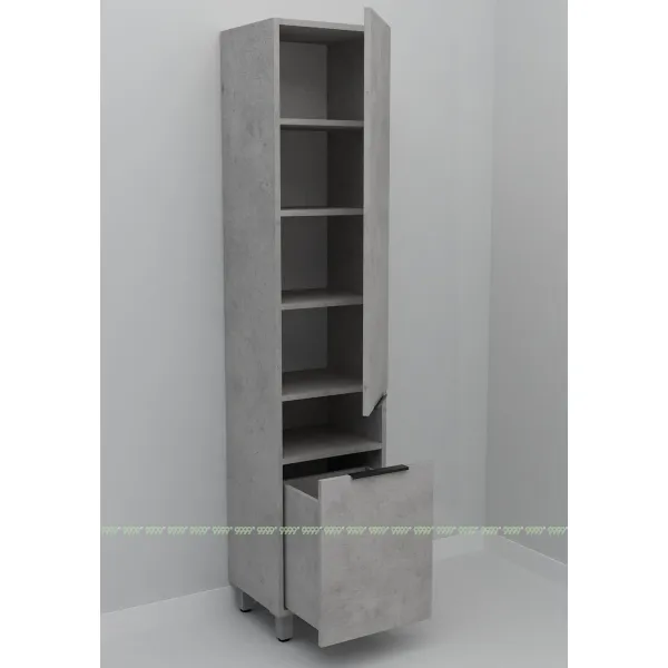 Шкаф-пенал Дана Оптима 30 Н напольный с корзиной (бетон чикаго/бетон чикаго) правый