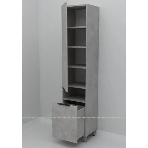 Шкаф-пенал Дана Оптима 30 Н напольный с корзиной (бетон чикаго/бетон чикаго) левый