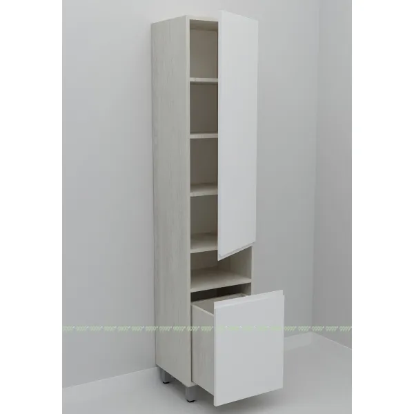 Шкаф-пенал Дана Оптима 30 Н напольный с корзиной (сосна касцина/белый) правый