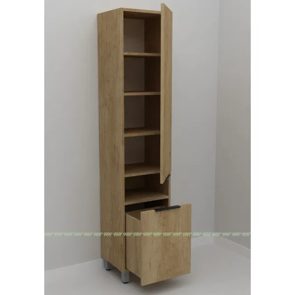 Шкаф-пенал Дана Оптима 45 Н напольный с корзиной (дуб небраска/дуб небраска) правый