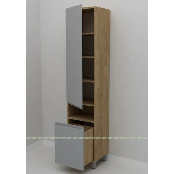 Шкаф-пенал Дана Оптима 40 Н напольный с корзиной (дуб небраска/оникс серый) левый