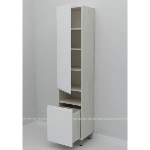 Шкаф-пенал Дана Оптима 45 Н напольный с корзиной (сосна касцина/белый) левый