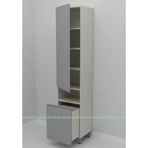 Шкаф-пенал Дана Оптима 45 Н напольный с корзиной (сосна касцина/оникс серый) левый