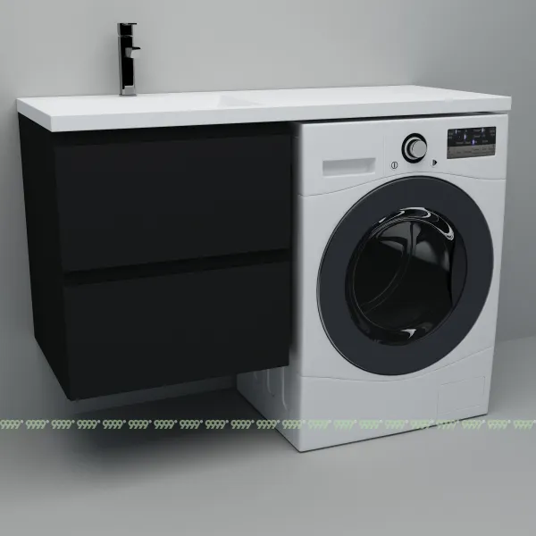 Тумба со столешницей Дана Лидер Топ 130 подвесная на 2 ящика (цвет черный)