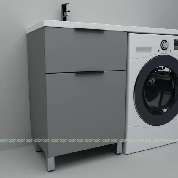 Тумба со столешницей Дана Лидер Топ 130 напольная на 2 ящика (цвет оникс серый)