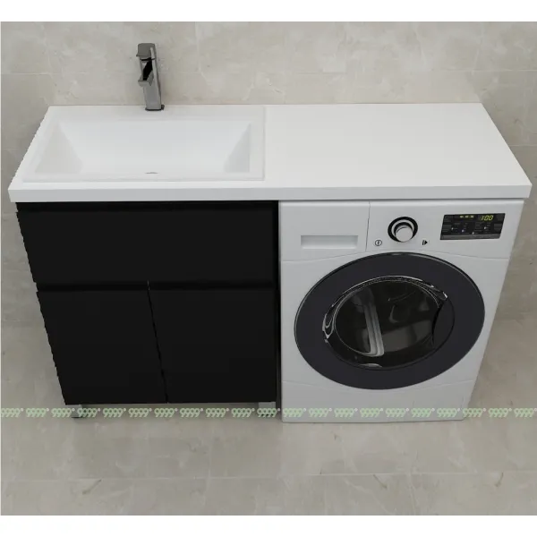 Тумба со столешницей Дана Лидер Топ 130 напольная с 2 дверцами и ящиком (цвет черный)