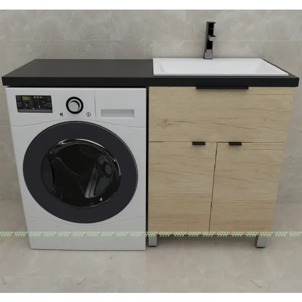 Тумба со столешницей Дана Каскад Топ 130 напольная с 2 дверцами и ящиком (цвет дуб)