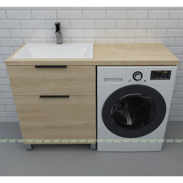 Тумба Дана Каскад 80 напольная на 2 ящика (цвет дуб) под столешницу 140 см