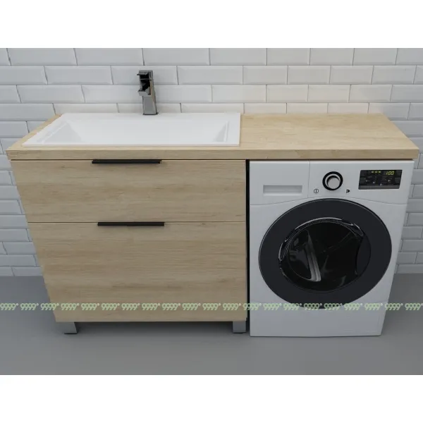 Тумба Дана Каскад 90 напольная на 2 ящика (цвет дуб) под столешницу 150 см