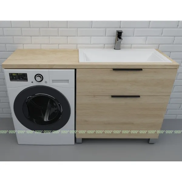 Тумба со столешницей Дана Каскад Топ 160 напольная на 2 ящика (цвет дуб)