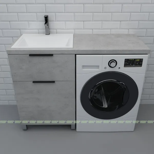 Тумба Дана Каскад 60 напольная на 2 ящика (цвет бетон чикаго) под столешницу 120 см