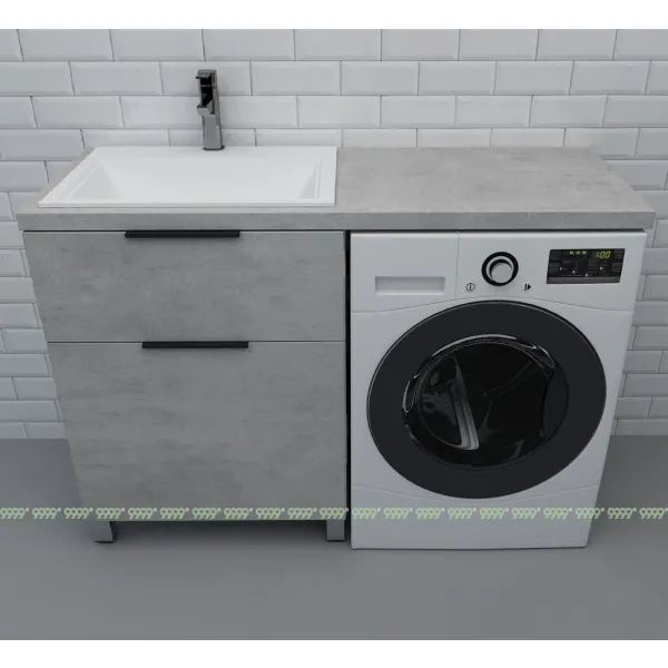 Тумба со столешницей Дана Каскад Топ 130 напольная на 2 ящика (цвет бетон чикаго)