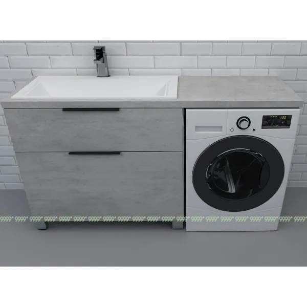 Тумба со столешницей Дана Каскад Топ 160 напольная на 2 ящика (цвет бетон чикаго)