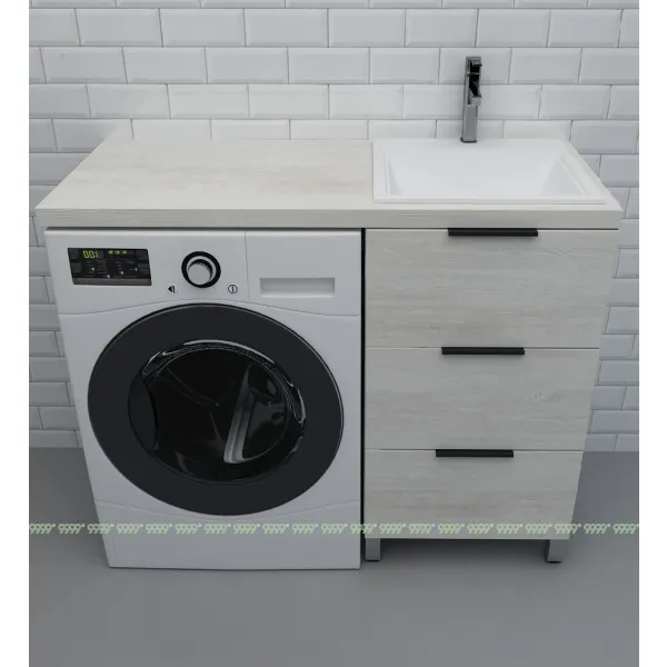 Тумба Дана Каскад 40 напольная на 3 ящика (цвет сосна касцина) под столешницу 100 см