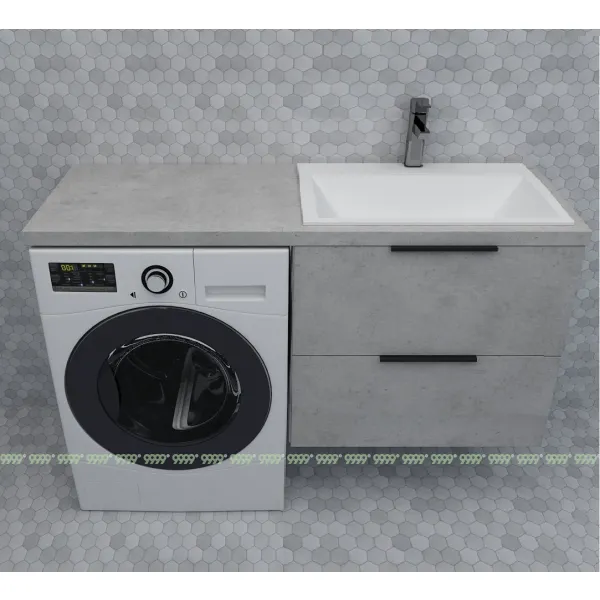 Тумба со столешницей Дана Каскад Топ 150 подвесная на 2 ящика (цвет бетон чикаго)