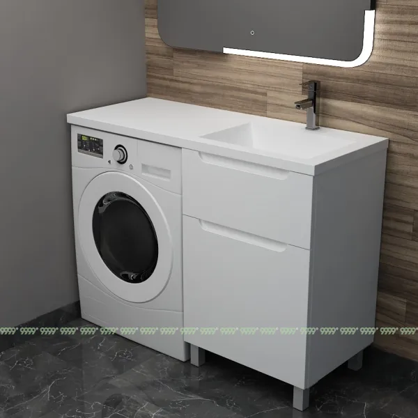 Тумба с умывальником Дана Виктория Люкс 100 напольная на 2 ящика (чаша справа) цвет белый