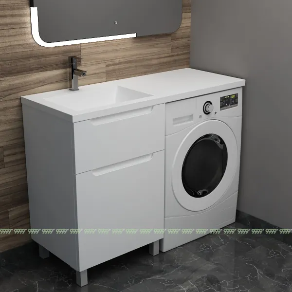 Тумба с умывальником Дана Виктория Люкс 120 напольная на 2 ящика (чаша слева) цвет белый