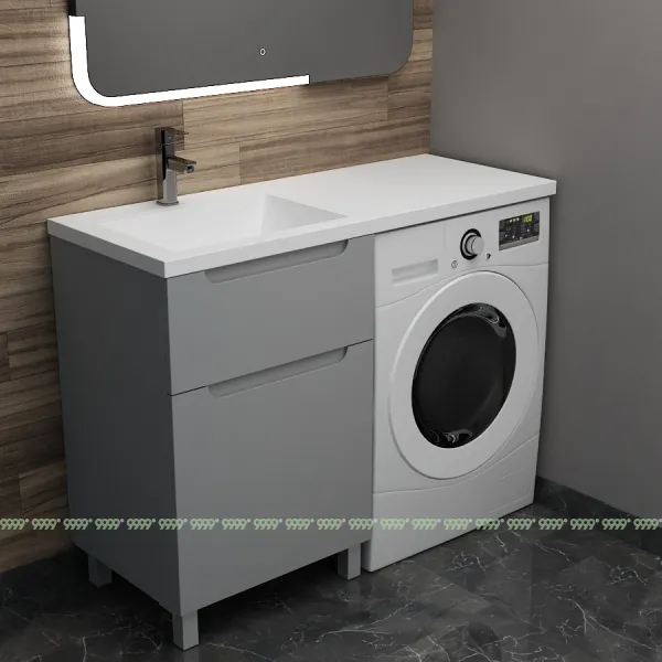 Тумба с умывальником Дана Виктория Люкс 100 напольная на 2 ящика (чаша слева) цвет оникс серый