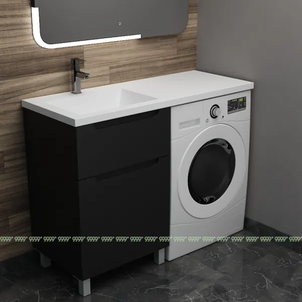 Тумба с умывальником Дана Виктория Люкс 100 напольная на 2 ящика (чаша слева) цвет черный