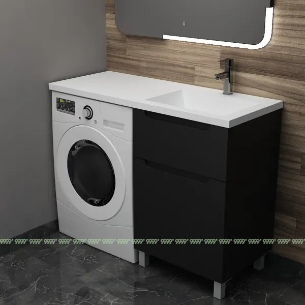 Тумба с умывальником Дана Виктория Люкс 110 напольная на 2 ящика (чаша справа) цвет черный