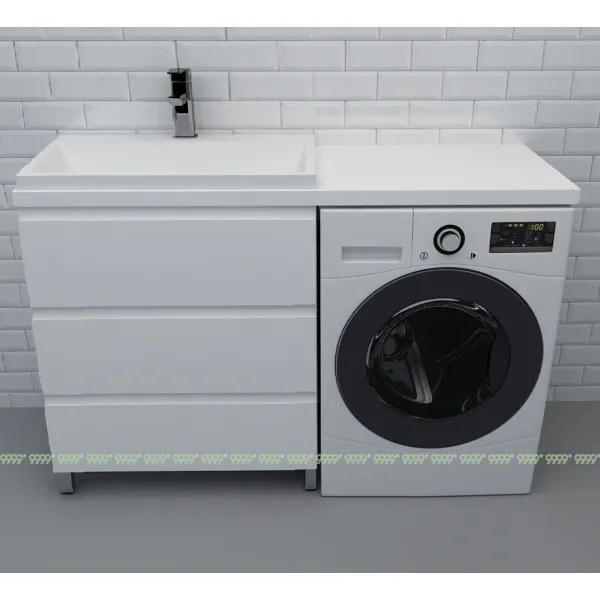 Тумба со столешницей Дана Лидер Топ 130 напольная на 3 ящика (цвет белый)