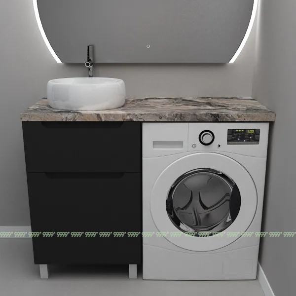 Тумба Дана Виктория 40 напольная на 2 ящика (цвет черный) под стиральную машину