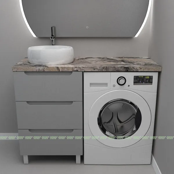 Тумба Дана Виктория 50 напольная на 3 ящика (цвет оникс серый) под стиральную машину