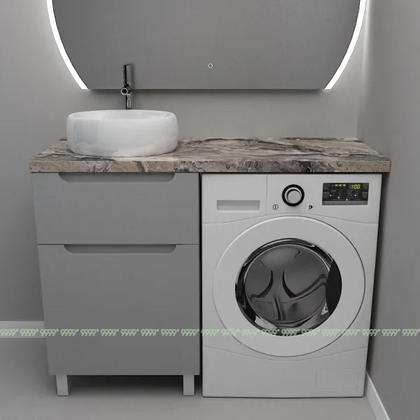 Тумба Дана Виктория 50 напольная на 2 ящика (цвет оникс серый) под стиральную машину